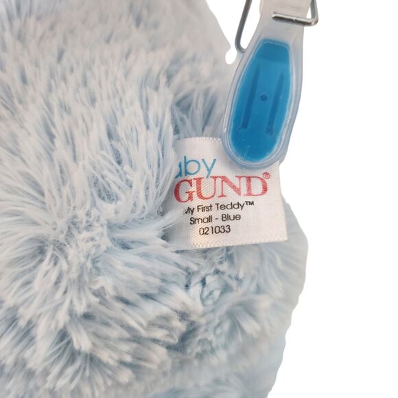 Baby Gund My First Teddy Bear Blue Embroidered Plush Stuffed Toy Satin Feet - Picture 5 of 7